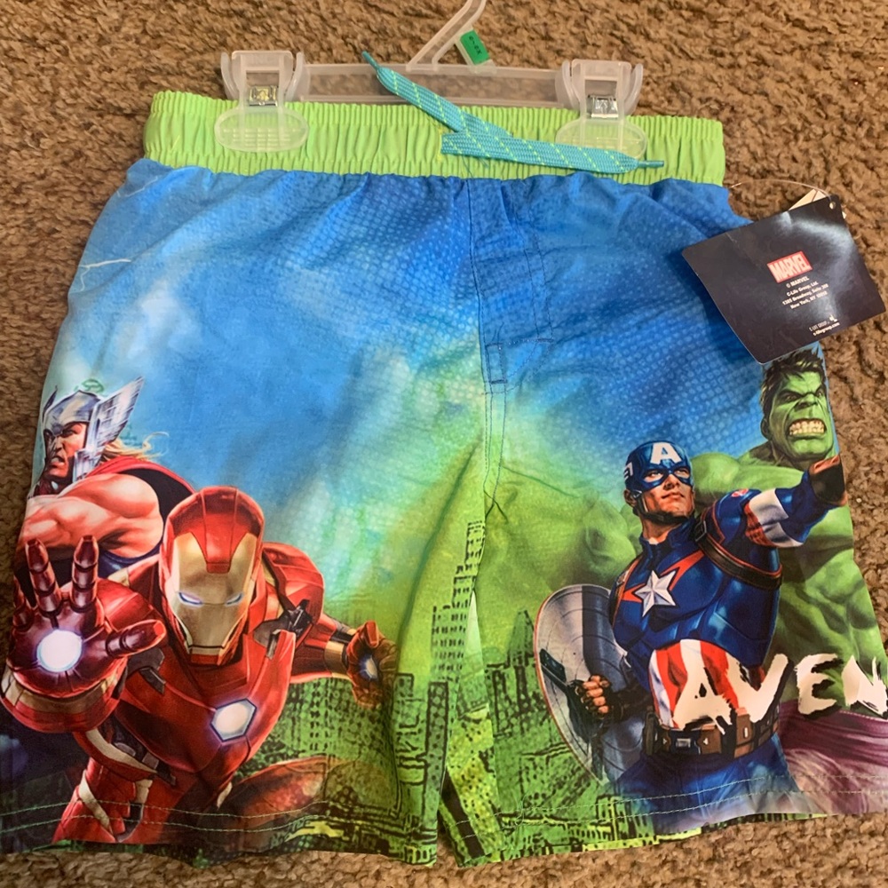 Marvel Avengers Boys Swim Trunks 4 5/6 7 New Hulk